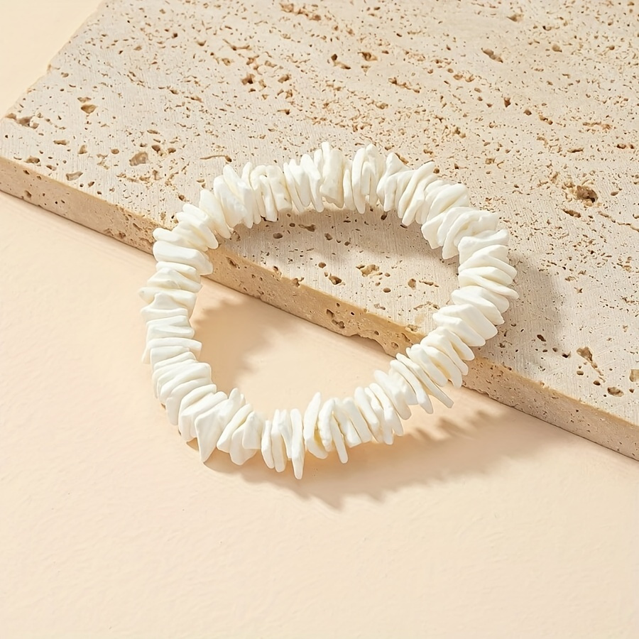 

1 Pc Colorful Shell Design Bracelet Bohemian Vacation Style For Women Stretch Hand Decor