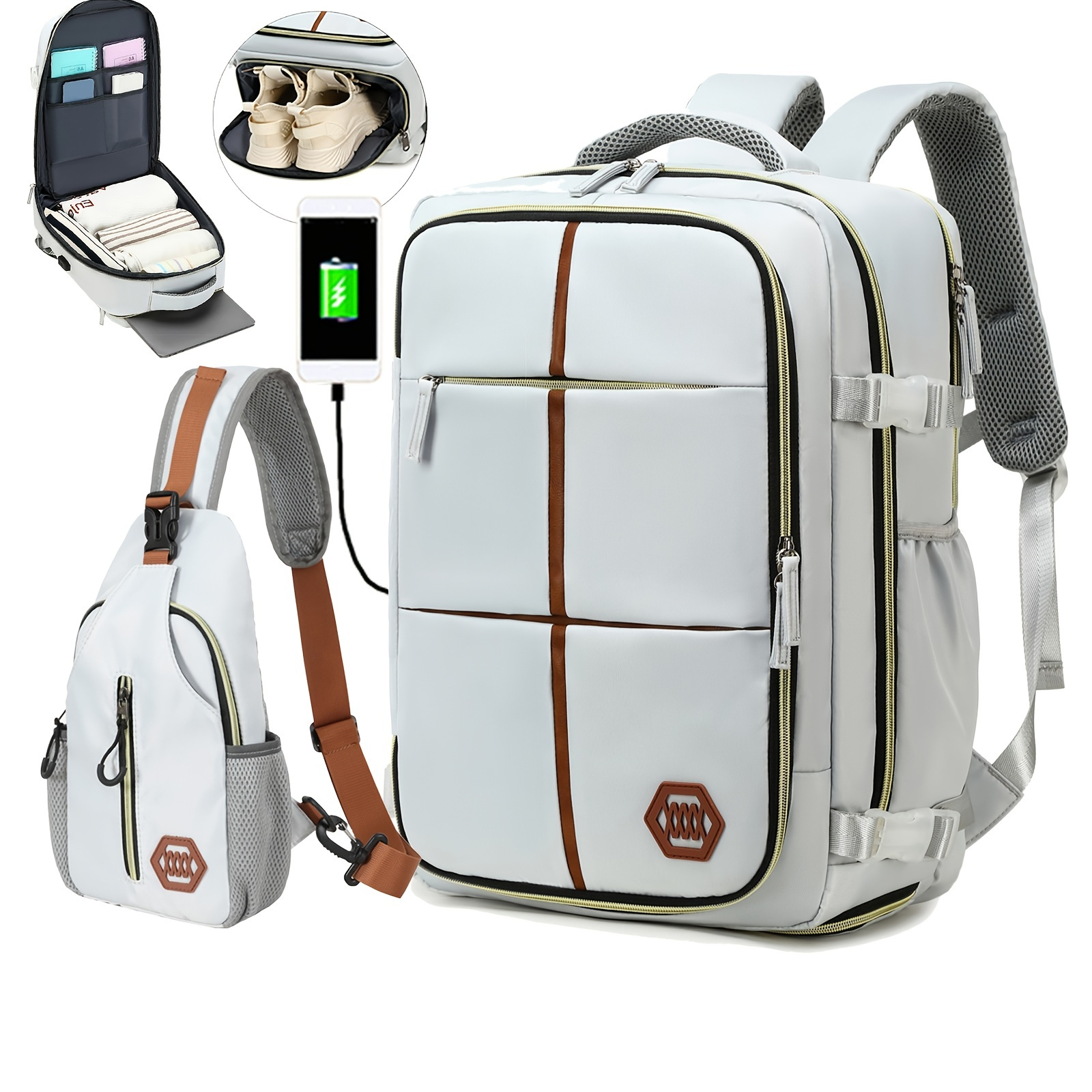 

Multifunctional Travel Backpack, Airline-approved Laptop Schoolbag, Outdoor Sports Daypack With Shoes Compartment