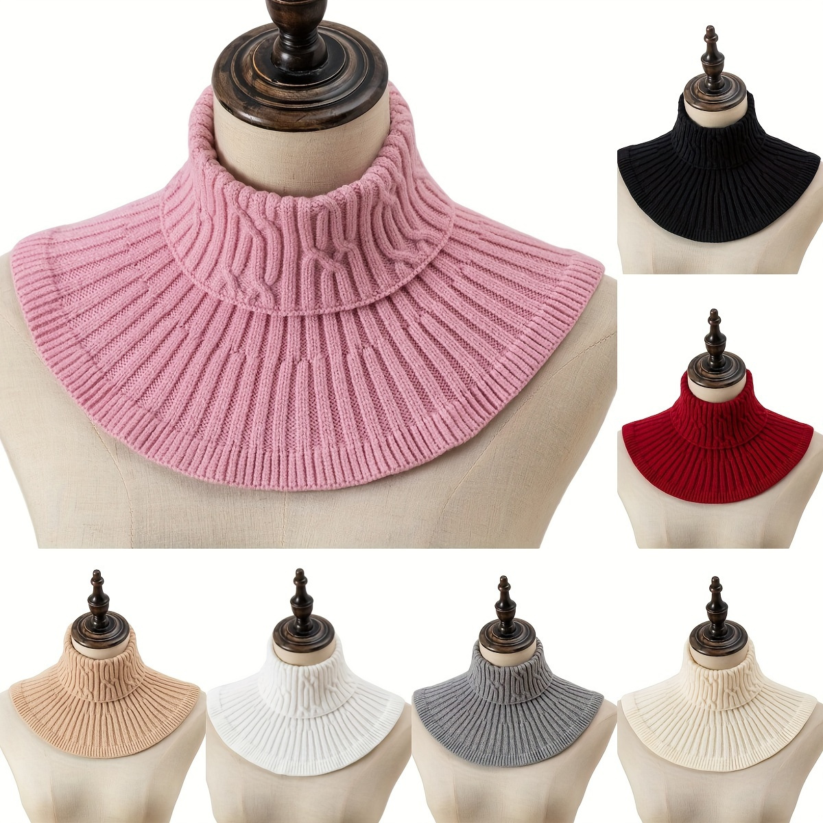 

Solid Color Knitted Fake Collar Warm Pullover Neck Gaiter Autumn Winter Coldproof Neck Cover