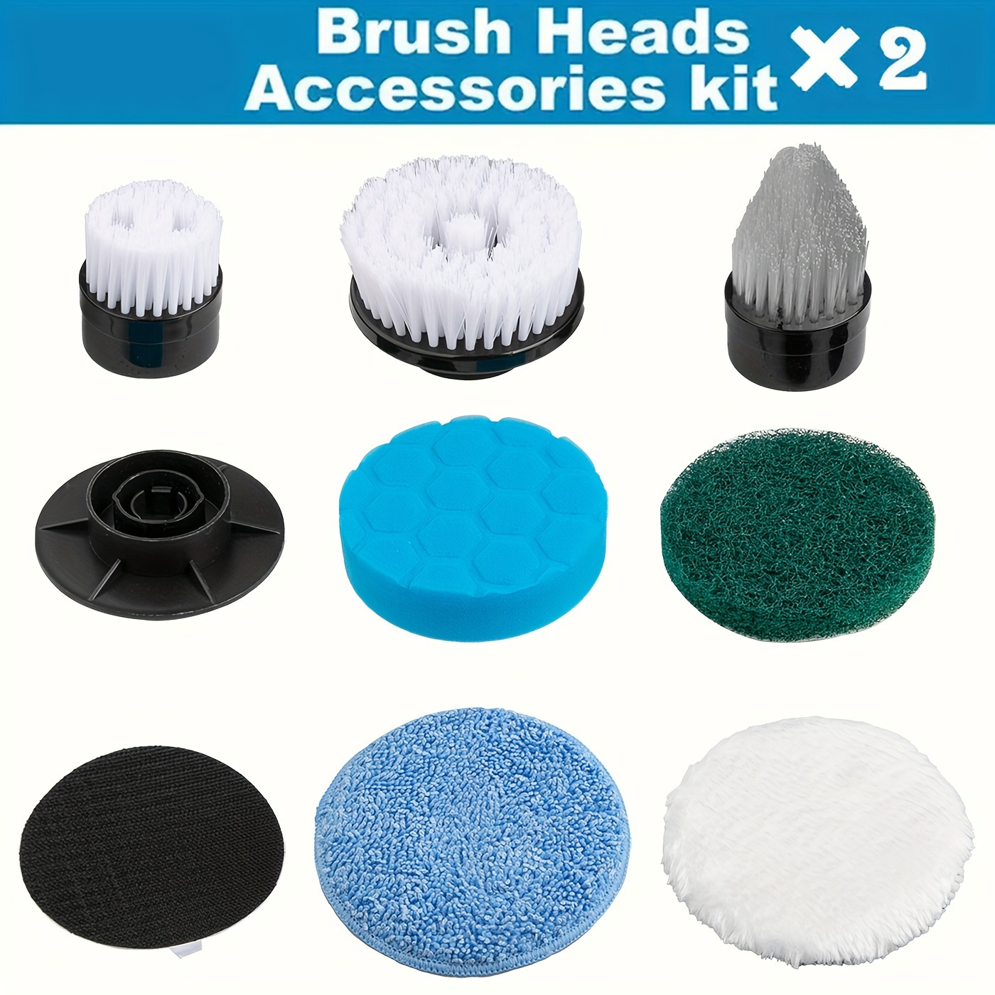 

18pcs/9pcs Reusable Brush Heads Set For Electric Rotary Washers - Suitable For Bathrooms, Toilets, Kitchens, Cars, Glass, And More