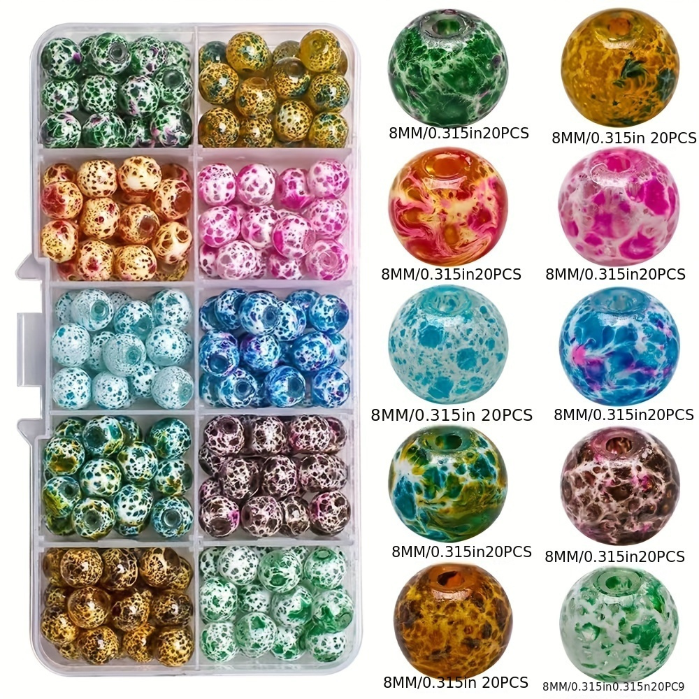 

For Jewelry Making - 200pcs 8mm In Organizer Box, Diy Bracelets, Necklaces, Christmas & Craft Supplies