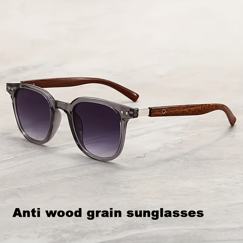 

1pc Men's Fashion New Glasses, Street Shoot Retro Versatile Wood Grain Glasses