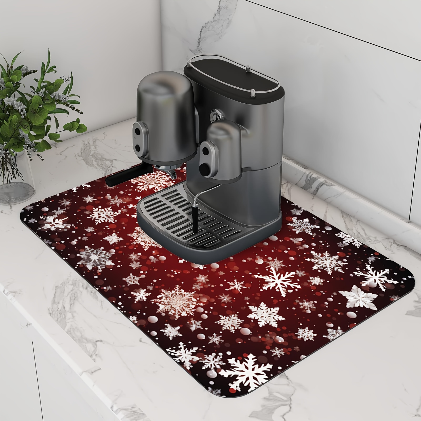 

1pc Christmas Non-slip Dish Drying Mat - & Coffee Machine Pad For Kitchen And Patio Decor, Gift