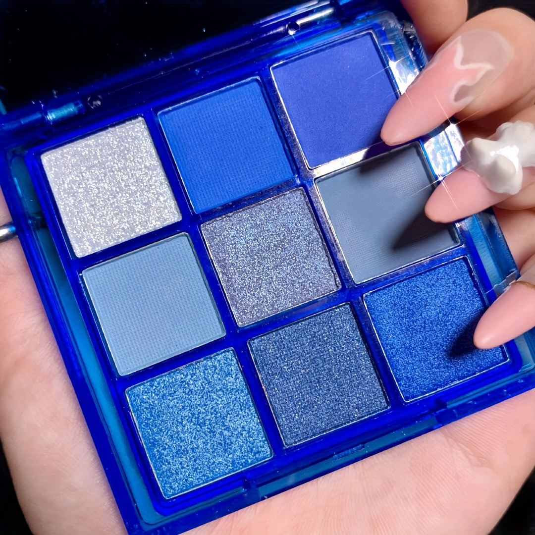 

Blue 9-color Eyeshadow Palette Sweat Proof Klein Blue Glitter Makeup Cosplay Masquerade Eye Makeup