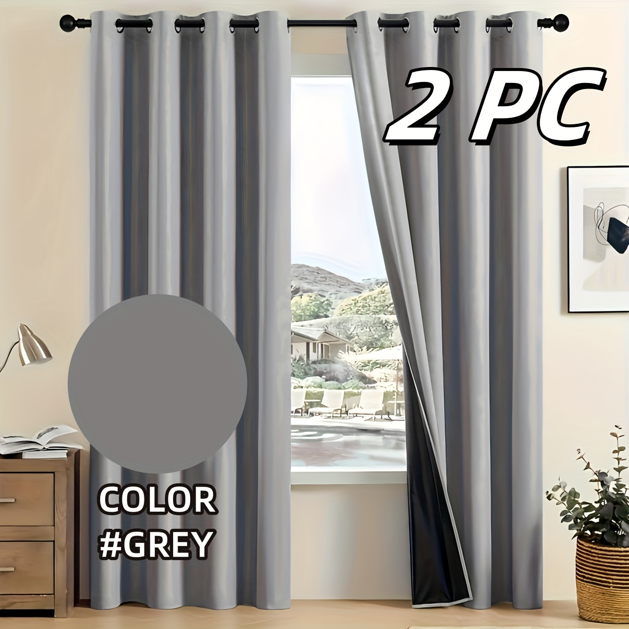 

2pcs Modern Pink Cordless Blackout Curtains - Waterproof, Heat-blocking Polyester For Living Room, Bedroom, Kitchen & More, Grommet , Light-filtering Privacy Panels, Curtains For Living Room