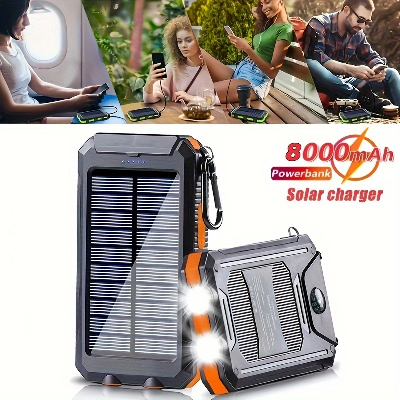 

8000mah Solar Power Bank Phone Portable Power Supply Charging Pover Bank External Battery Charger Strong Light Lde Light For All Smartphones Birthday Gifts Christmas Gifts Valentine's Day Gifts