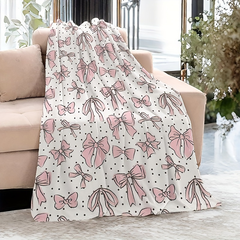 

& Bow Pattern Blanket - , For Sofa, Bed, , & - Washable , 200-250g