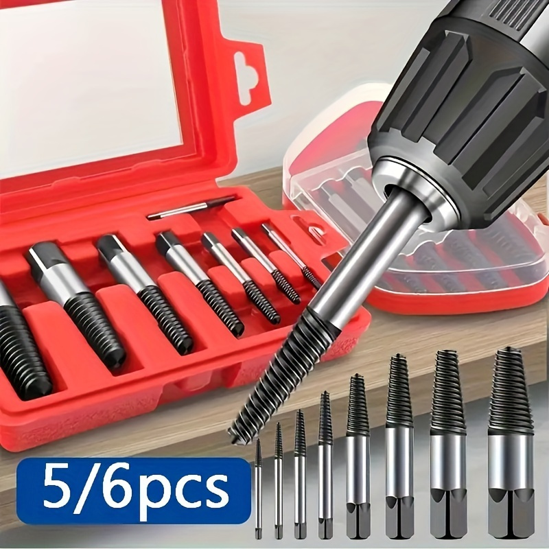 5/6pcs Damaged Remover Set, Metal Drill Bit Set For Woodworking, Broken Bolt, And Water Pipe Extraction