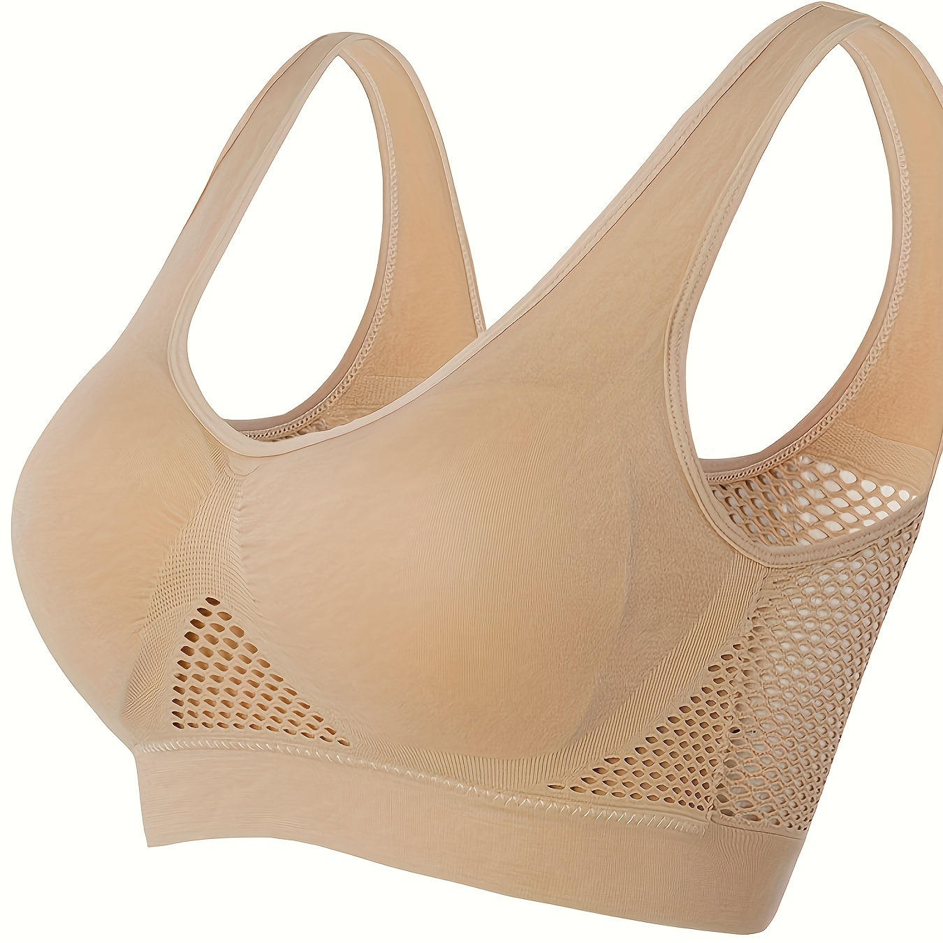 Women Compression Sports Bra Bras for Women Close Breast Augmentation Bra  WirelessUnderwear Jog Bra for Women (Beige, S)