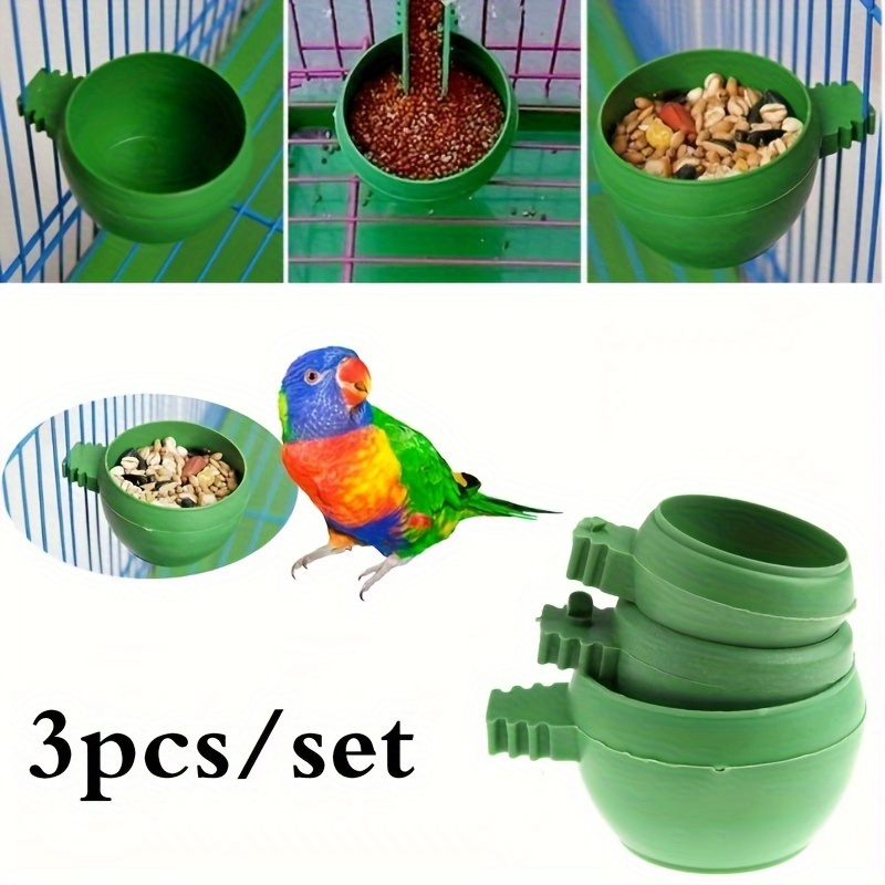 

3pcs Set Plastic Feeder Bowls - Abs For Parrots & Pigeons, And Dispenser Accessories