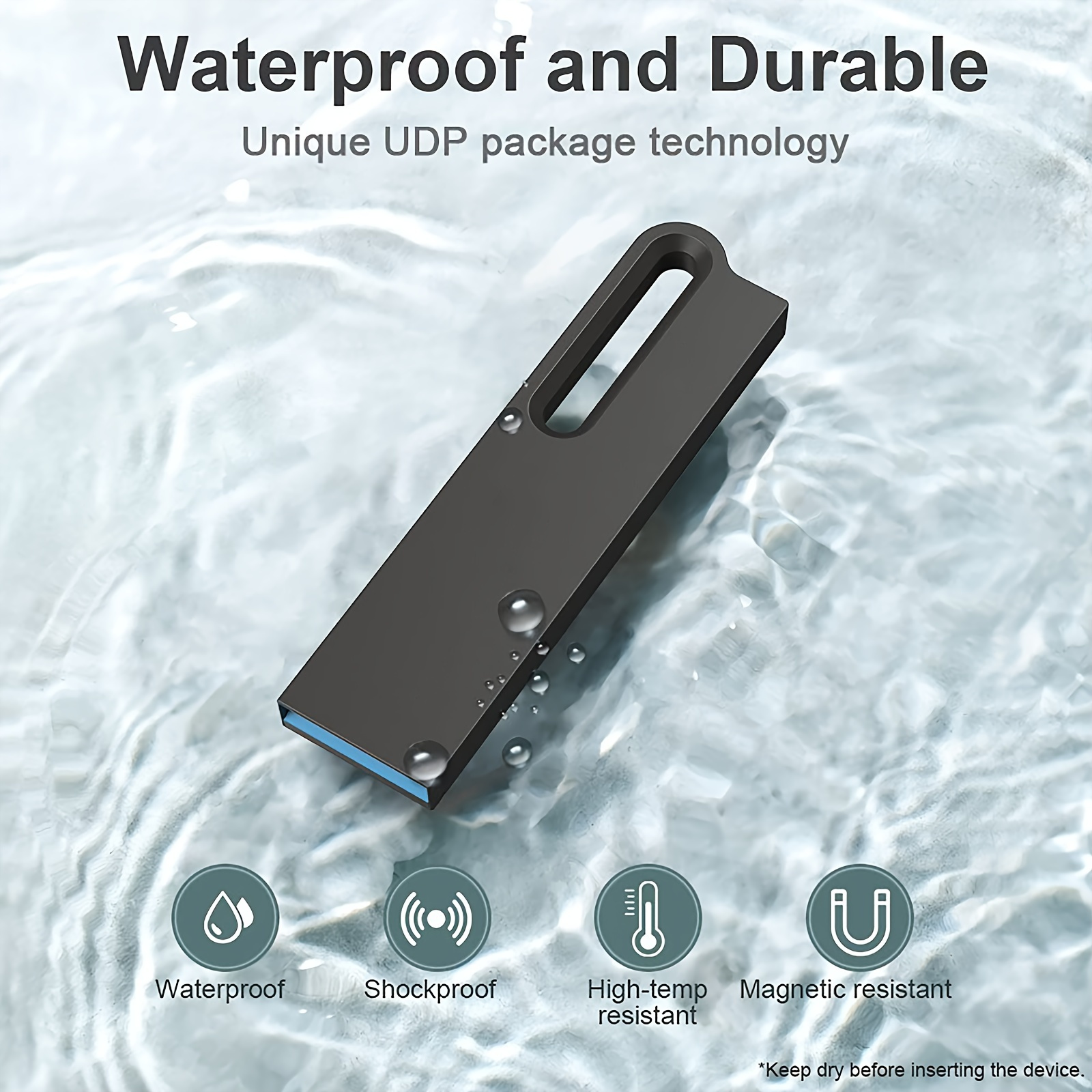 Flash Drive Metal Waterproof USB Drive USB 3.0 Ultra High Speed Memory Stick, Portable Thumb Drive for PC/Tablets/Mac/Laptop 8GB 16GB 32GB 64GB 128GB