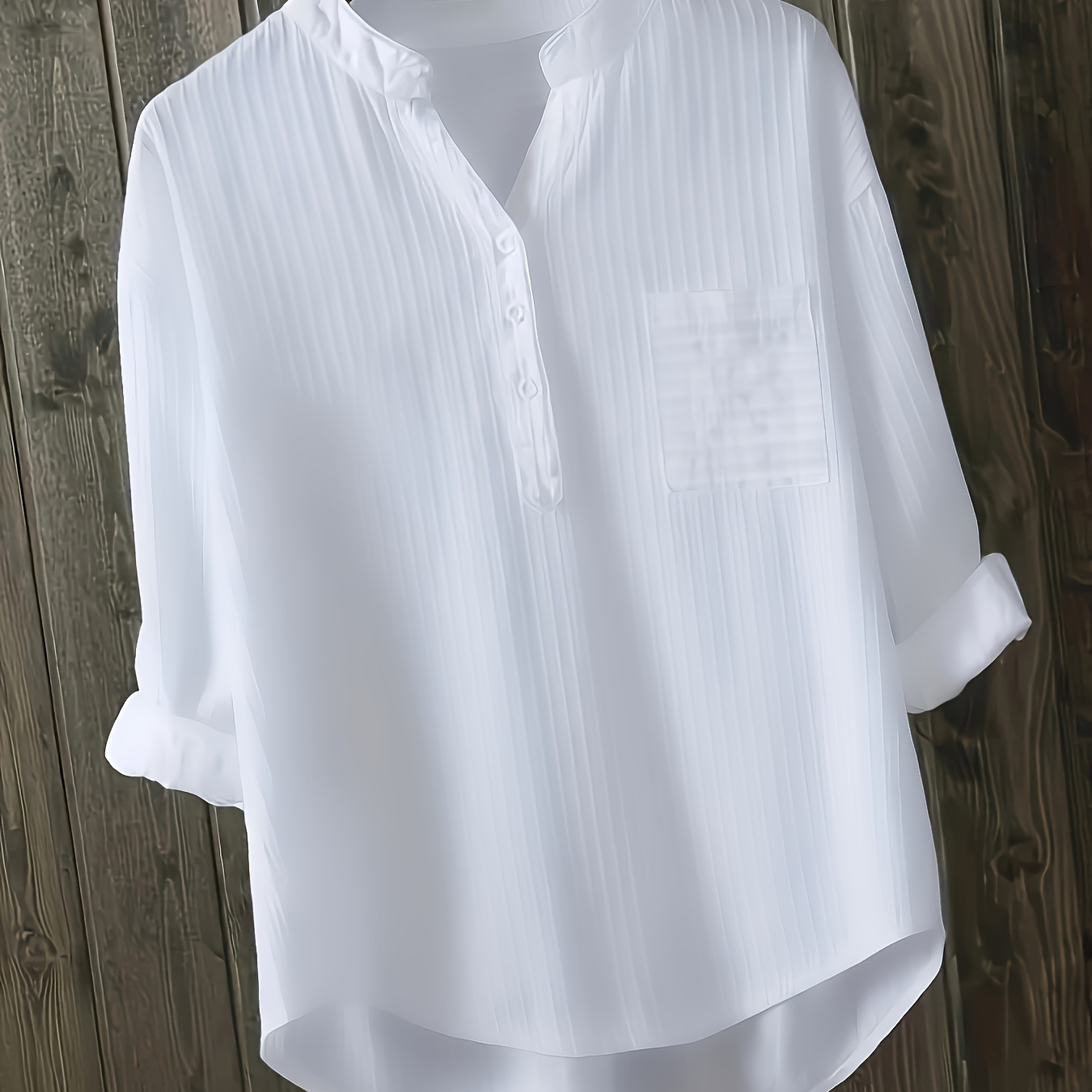 

Plus Size Solid Neck Blouse, Elegant Long Sleeve Ribbed Blouse For , Women's Plus Size Clothing