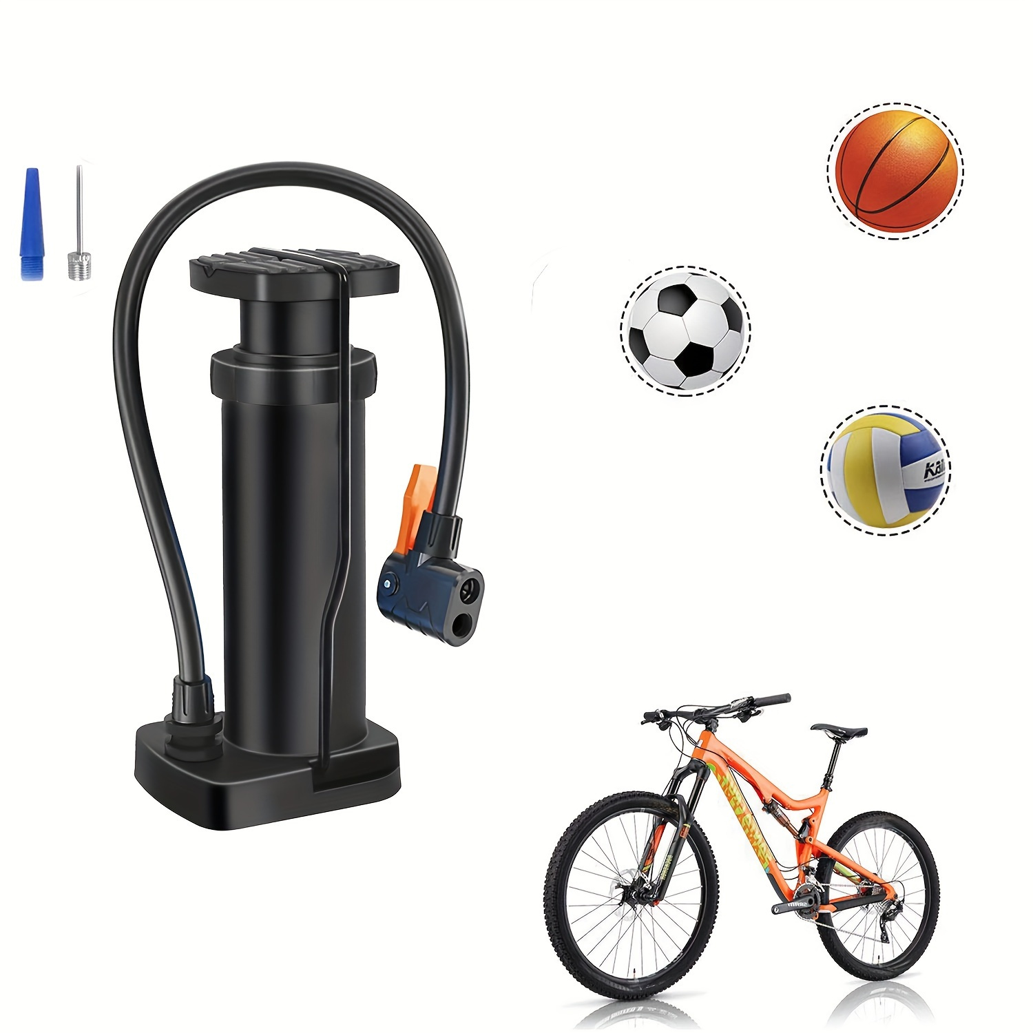 Portable Foot Pump Suitable For Bicycles Balloons Footballs