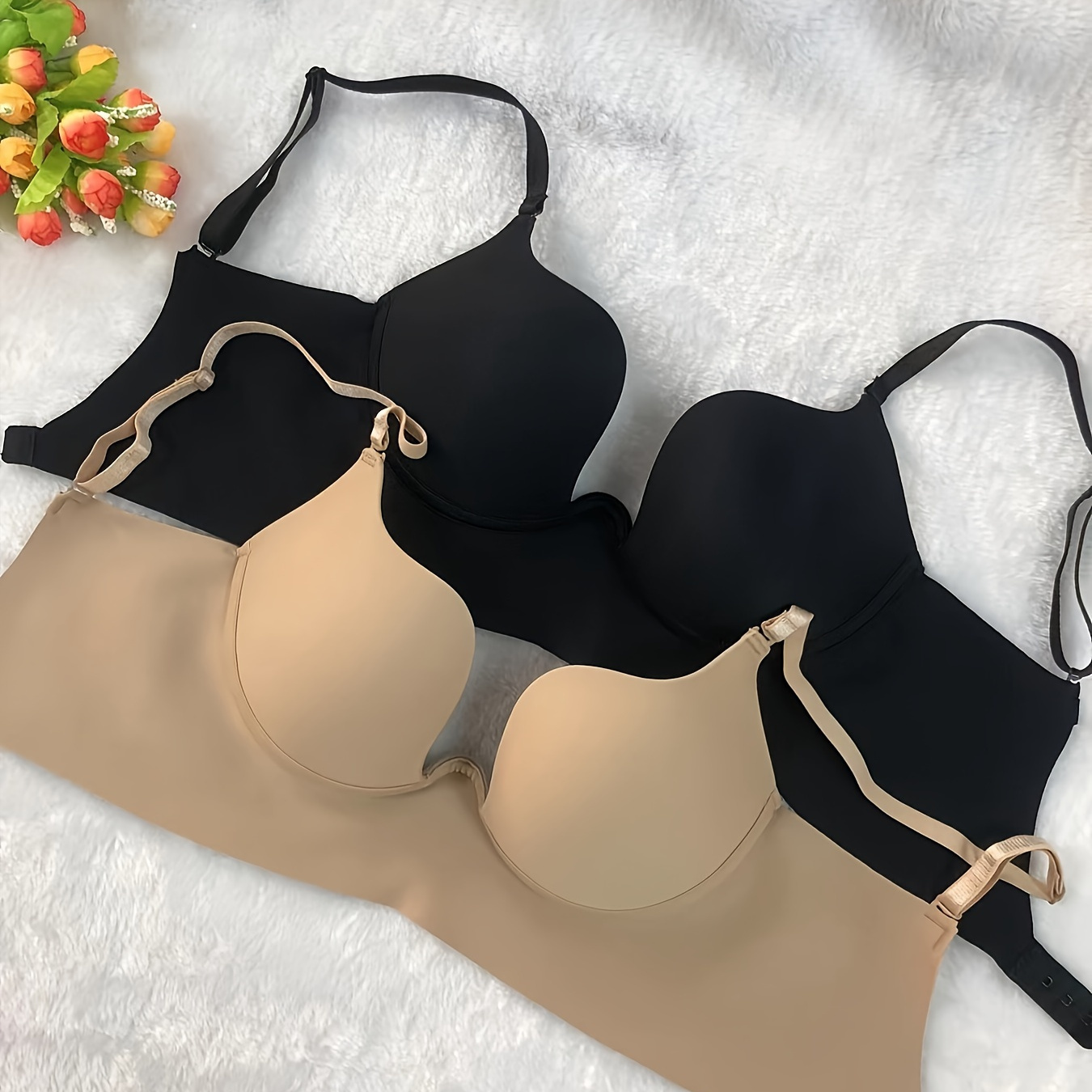 

2 Pcs Simple U-shaped Seamless Bra, Comfy & Breathable Bra, Women's Lingerie & Underwear