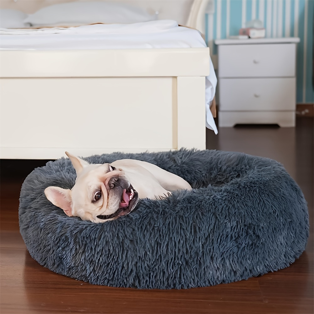 

Cozy Donut Plush Dog Bed - Deep Sleep, Washable Pet Nest For Small To Medium Breeds, Ideal For Calm Pups Up To 15 Lbs Donut Small Dog Bed