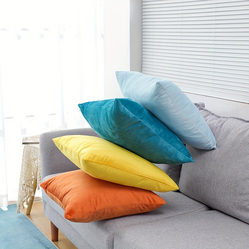Solid Bright Colors Soft Velvet Square Sofa Pillow Cushion Covers –  Tiptophomedecor