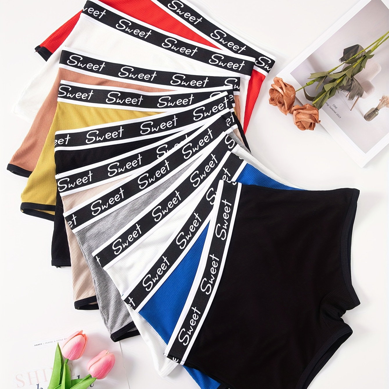 

10pcs Women' Boyshort Panties With Letter Print & Trim - Breathable, Fit Nylon Underwear, Plus Size Panties