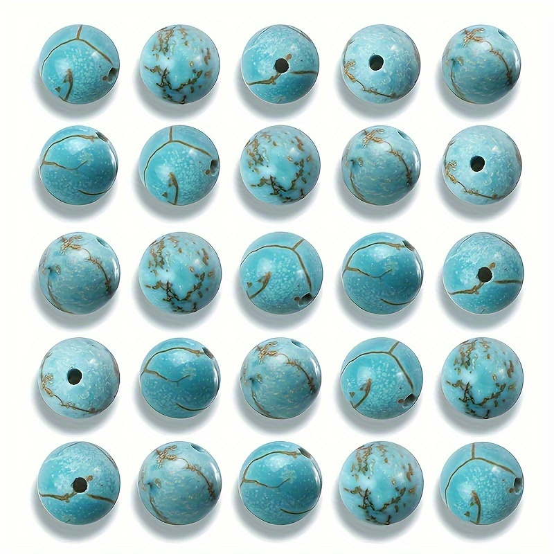 

47pcs 8mm Natural Turquoise Stone Beads Round Loose Beads With 1roll Of Crystal Stretchy Rope For Diy Jewelry Making Bracelet Accessories