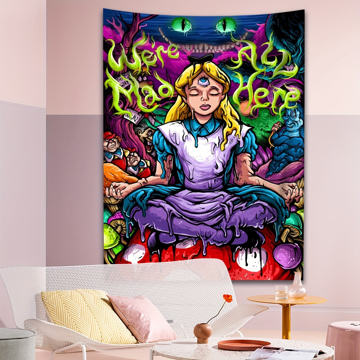

Chic Alice Portrait Tapestry - Vibrant & Aesthetic Wall Art For Home, Dorm, And Picnic Decor - Soft Polyester, Easy-hang Design