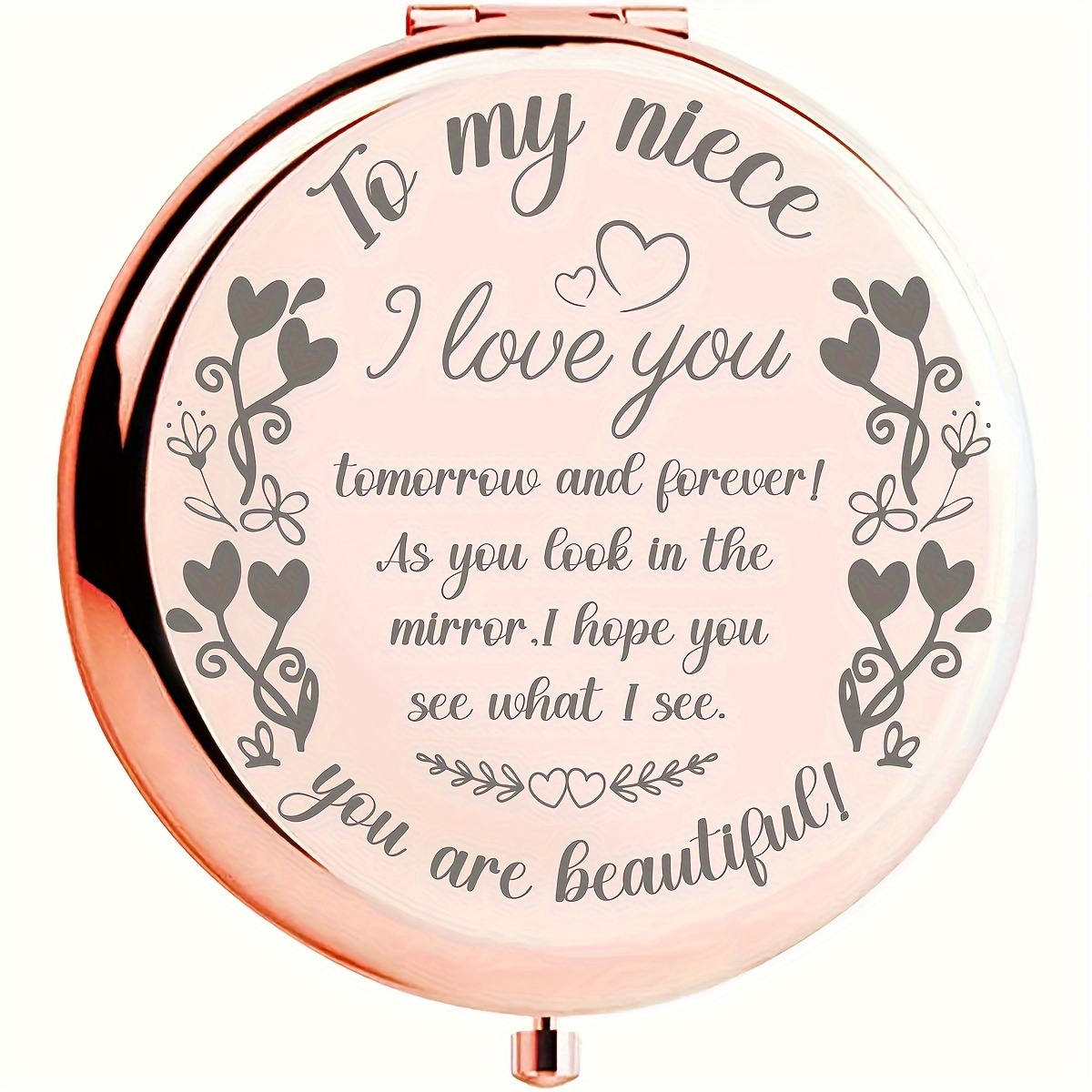 

Niece Gift, To My Niece I Love You Makeup Mirror, Small Round Double Side Folding Cosmetic Touch-up Mirror, Birthday Graduation Gift
