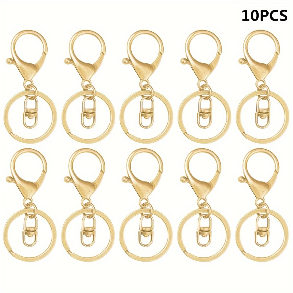 

10pcs Lobster Clasps With Lobster Trigger Swivel Hook And Flat Split Ring For Jewelry Keychain Making