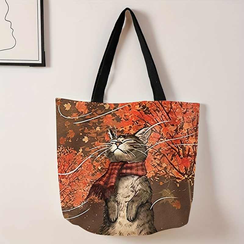 

Cute Cat Print Tote Bag, Large Capacity Shoulder Bag, Women's Casual Handbag & Shopping Bag