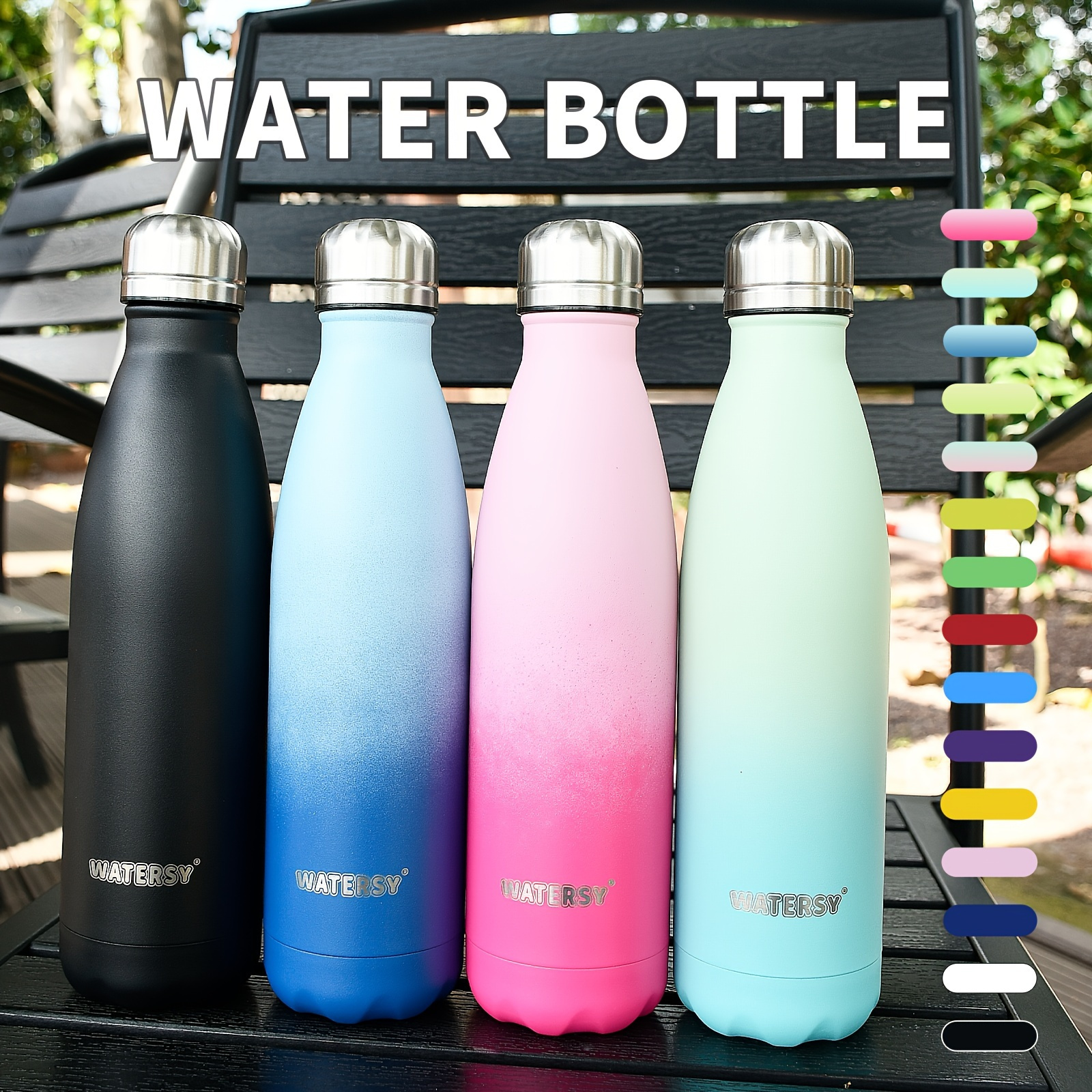 

Watersy 1pc, Powder Coated Insulated Sports Water Bottle, 17oz/500ml, Stainless Steel Outdoor Water Bottle, Keep Cold For 24 Hours And Hot For 12 Hours, Bpa Free For School And Travel