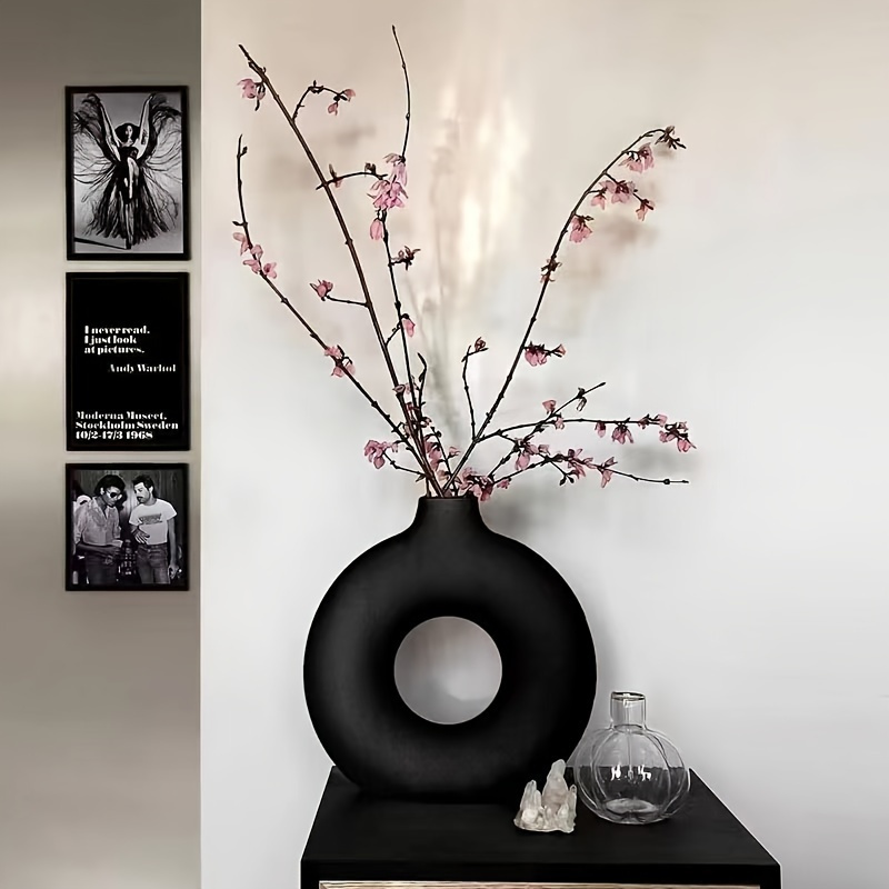  AETVRNI Jarrón de cerámica – Florero de piso blanco de 20  pulgadas de alto para decoración de sala de estar, moderno jarrón  minimalista delgado para flores, ramas y flores secas, jarrones