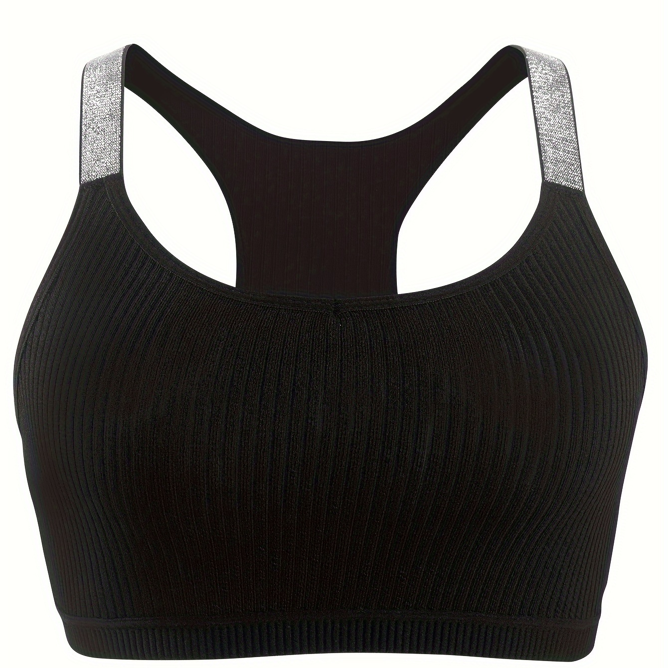 

Women's Shiny Straps Crop Top, Sporty And Breathable Halter Top, Comfortable Innerwear For Ladies