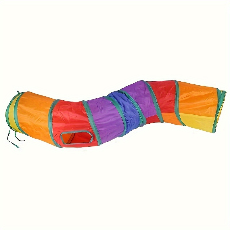 

Striped Polyester Cat Tunnel Toy - S-shaped Foldable Design For Indoor Cats, Kittens, Puppies, Bunnies - Durable Peek-a-boo Play Tunnel For Endless Fun And Exercise