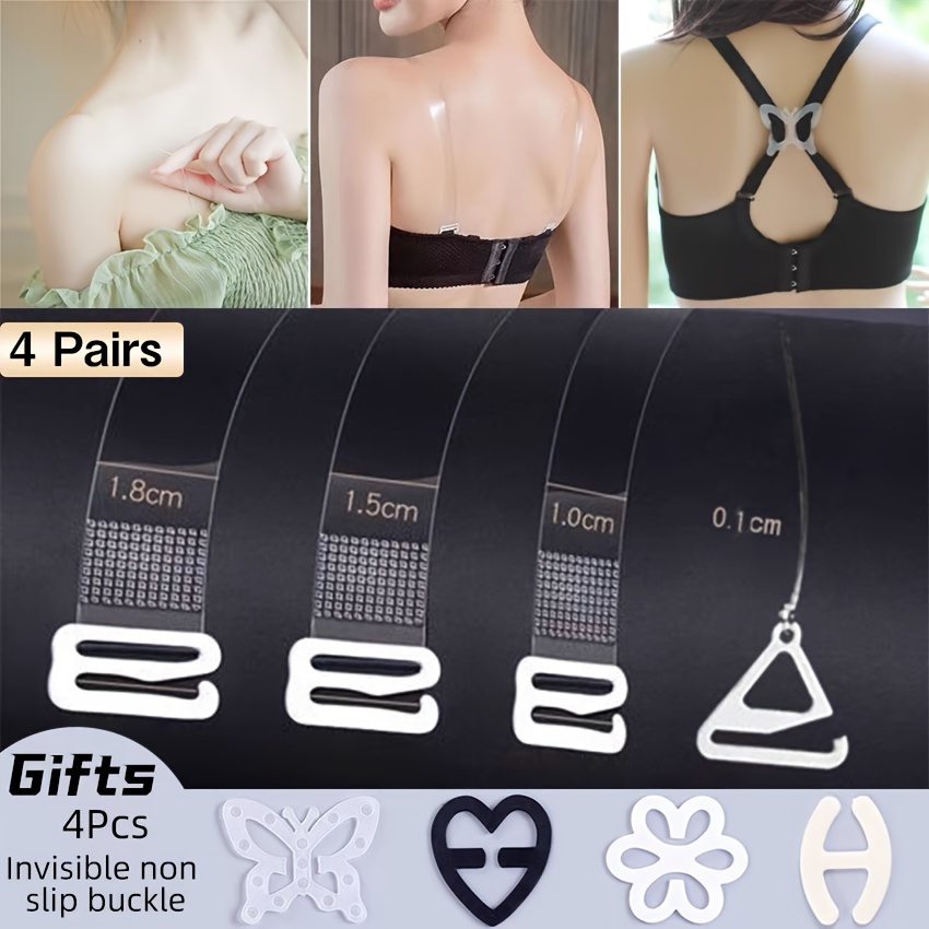 5Pairs Clear Bra Straps Transparent Invisible Detachable Adjustable  Silicone Women's Elastic Belt Intimates Accessories 1.8 cm