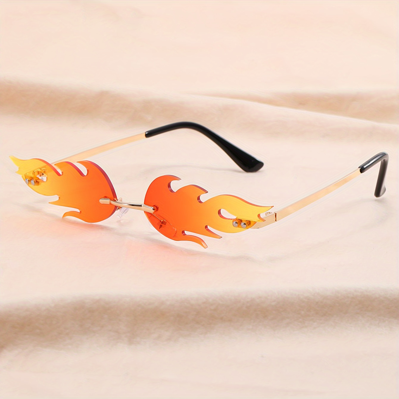 

Novelty Flame Fashion Glasses, Orange Party Glasses With Exaggerated Fire Design, 5.12in Wide Frame, Festive Eyewear For Parties And Events