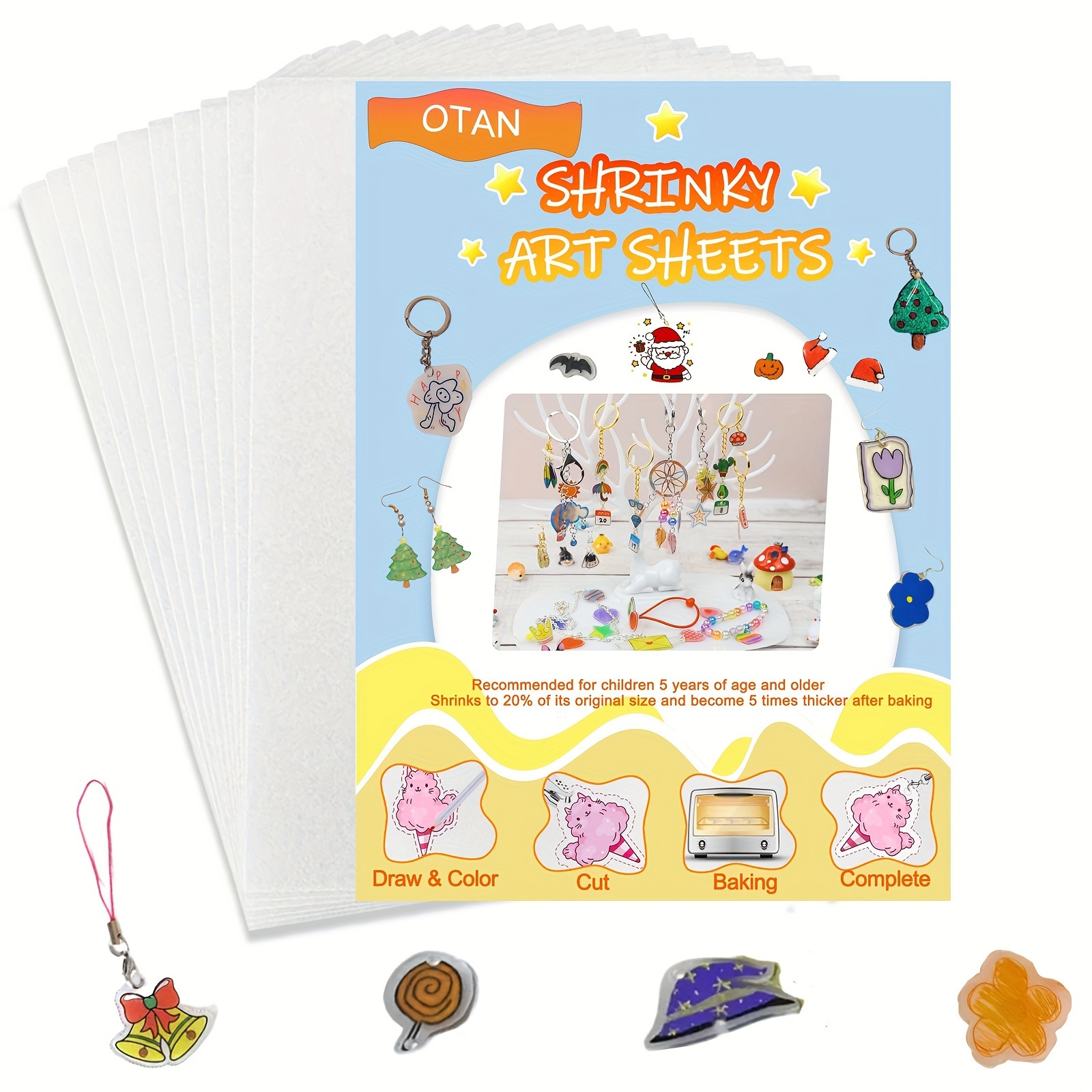 

Shrink Plastic Sheet 16/24pcs Shrink Art Paper Heat Shrink Plastic Film Sheets Single Sided Grinded Translucent For Kids Creative Crafts And Earrings, Necklace, Keychains Christmas Gift (a5 Size)