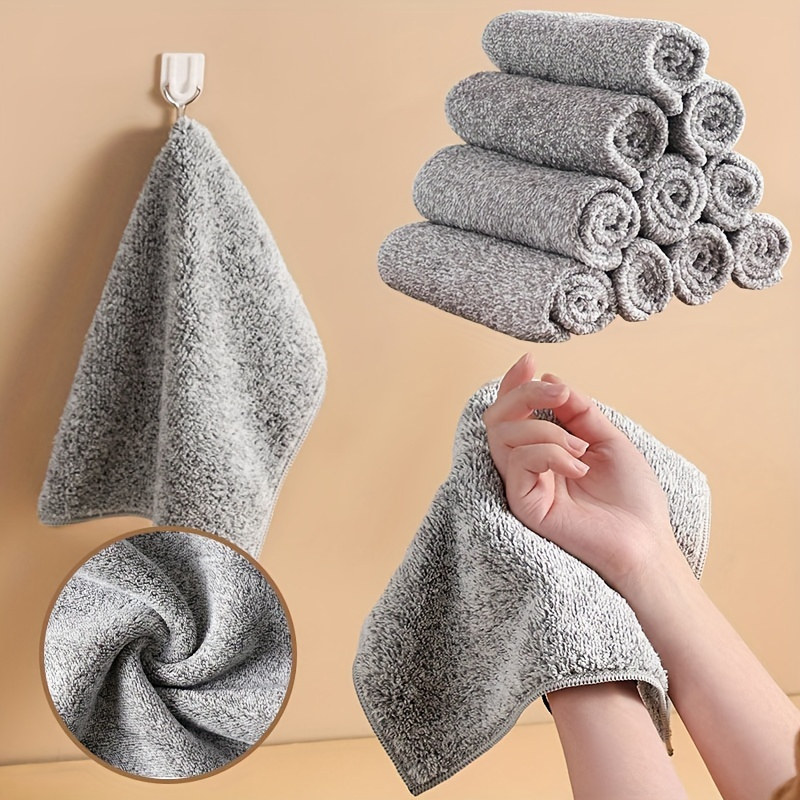 Thick Kitchen Towel Dishcloth Household Kitchen Rags Gadget Microfiber  Non-stick Oil Table Cleaning Wipe Cloth Scouring Pad 5PC