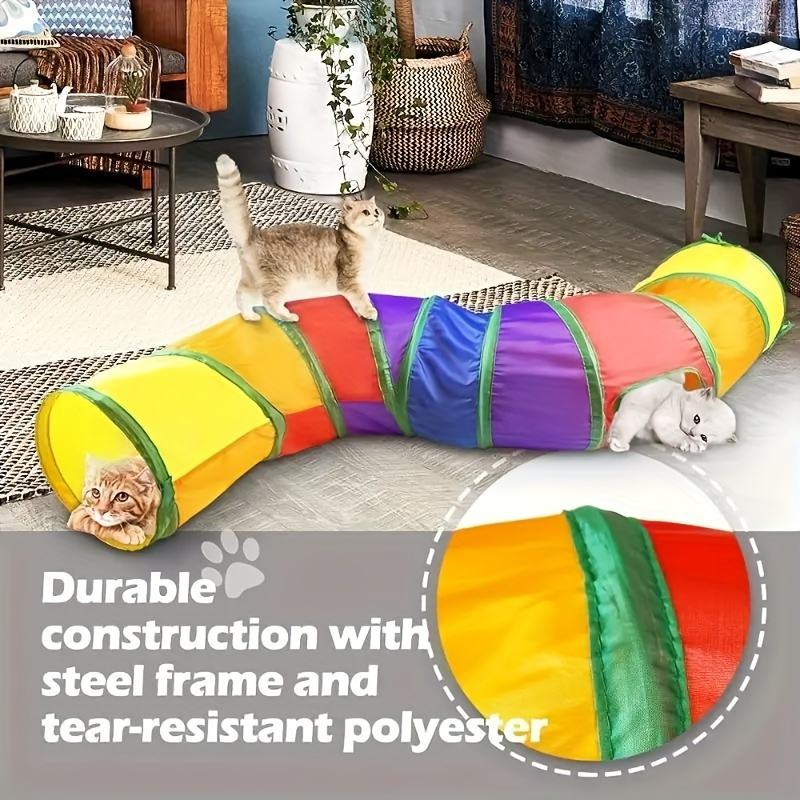 

Foldable S-shaped Cat Tunnel: Endless Fun And Exercise For Indoor Cats, Kittens, Puppies, Bunnies, And Rabbits