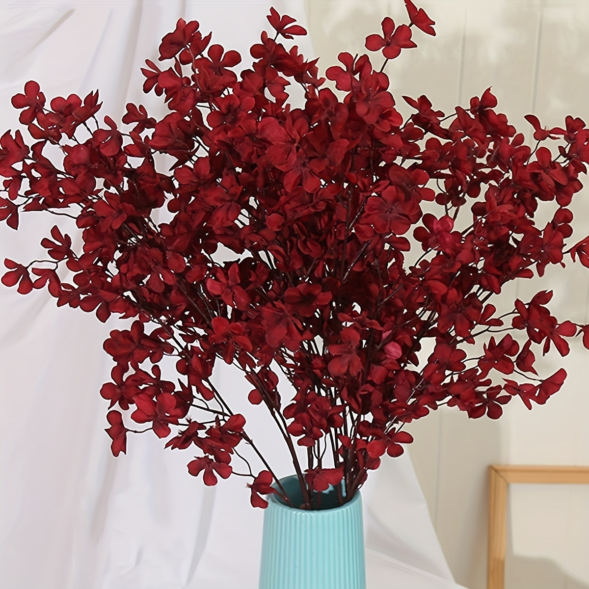 

1pc Long Stem Artificial Flower, Faux Leaves Branch, Suitable For Party Decoration, Holiday Decoration, Courtyard Decoration, Flower Arrangement Accessories, Spring New Year Home Table Decor