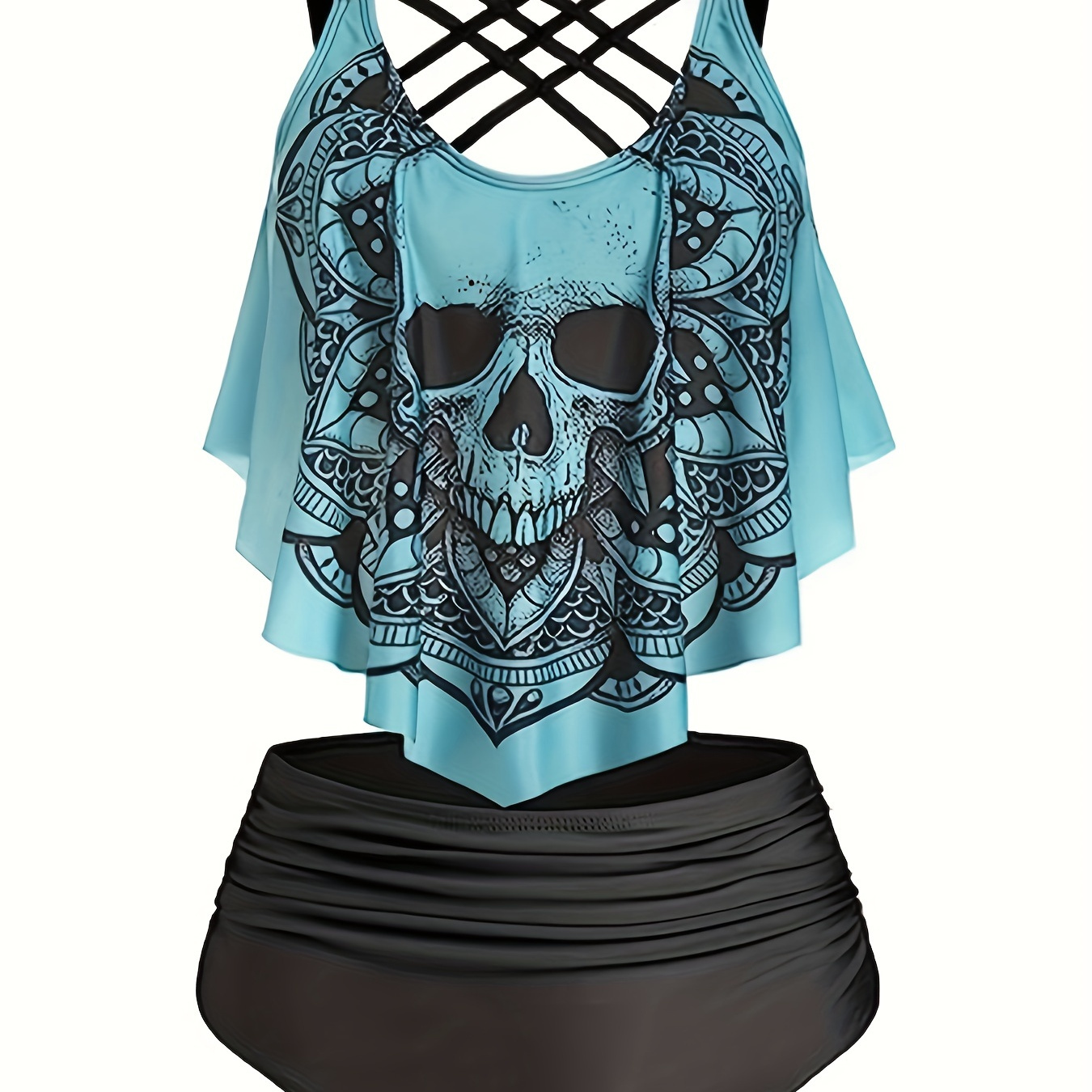 High Waisted Gothic Skull Bone Tankini Womens Tankini Swimsuits For Women  Aesthetic Bathing Suit With Cartoon Print, Plus Size Available For Surfing  And Beach Outfits From Cookfurnace, $25.85