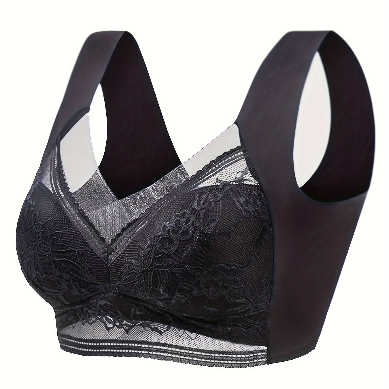 

Floral Lace Decor Full-coverage Sports Bra For Women, Comfortable Breathable Bra,women's Activewear