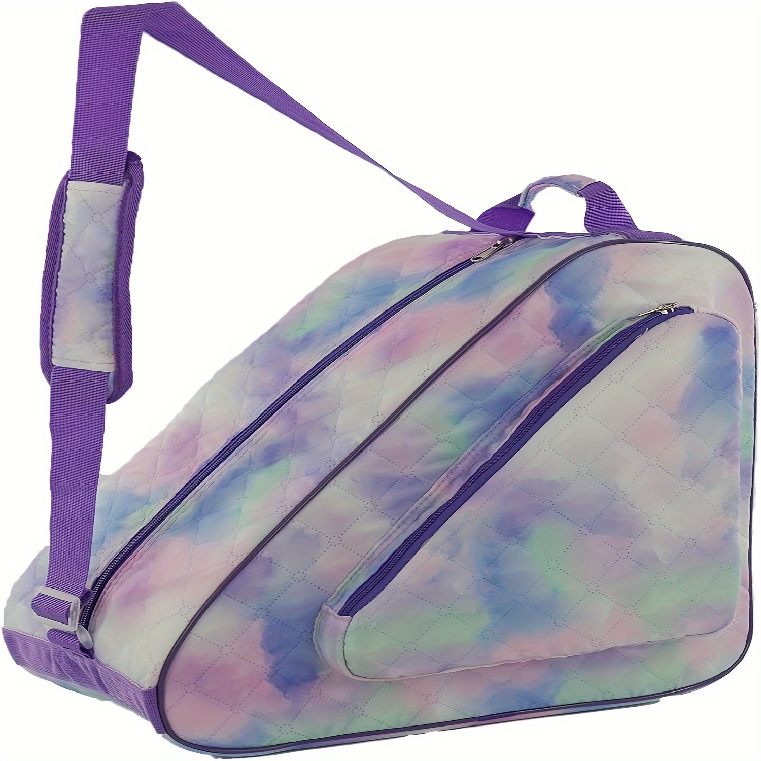 

Tie-dye Print Bag With Quilted Diamond Pattern - Polyester, Adjustable Shoulder Strap & Top Handle, Zippered Main Compartment - Ideal For Men, Women & Adults, Non-waterproof, Easter Gifting