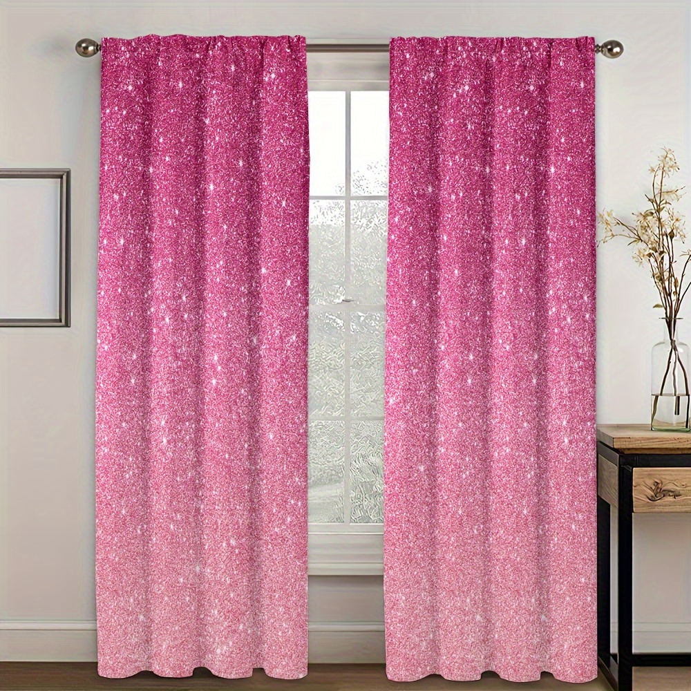 

2pcs Set Sparkling Dot Curtains - Rod Pocket, Semi-transparent Polyester For Living Room, Kitchen, Bedroom & More - Machine Washable Home Decor