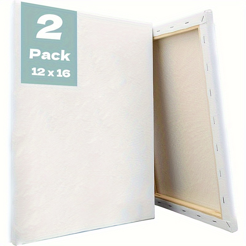 

Professional Artist Quality 12x16" Cotton Canvas, 1-1/2" Profile, Stretched & Ready To Paint - Includes 12oz Acrylic Gesso Triple Primer For Oil & Acrylic Painting, 2-pack