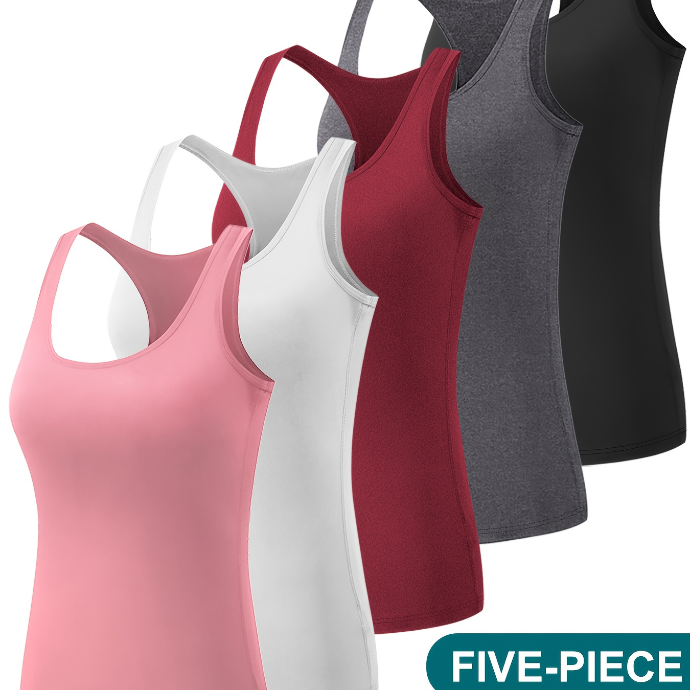 

5 Pack Workout Tank Tops For Women, Athletic Racerback Sports Tank Tops, Sleeveless Shirts( )