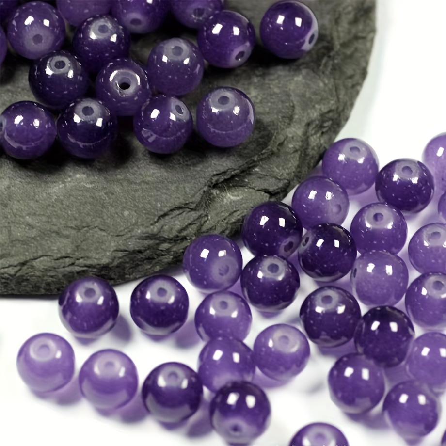 

50/100pcs Natural Amethyst Stone Beads 8mm Round Crystal Loose Spacer Beads, Self-designed Bangle For Diy Necklace Jewelry Making