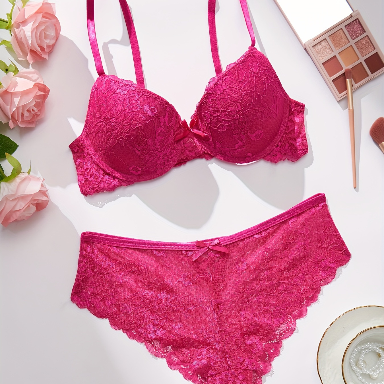 Push Up Lace Lingerie Set See Though Plus Size Underwear Valentine's Day  Women Bra Panty Set Underwire Ultr-thin Sexy RS80557