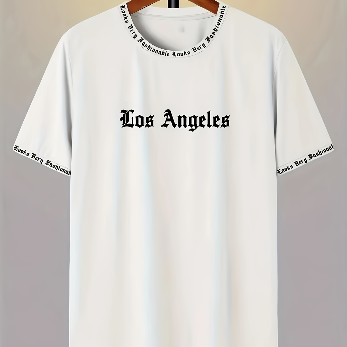 

Men's Casual Los Angeles Print T-shirt - Polyester Knit Fabric, Round Neck, Regular Fit,