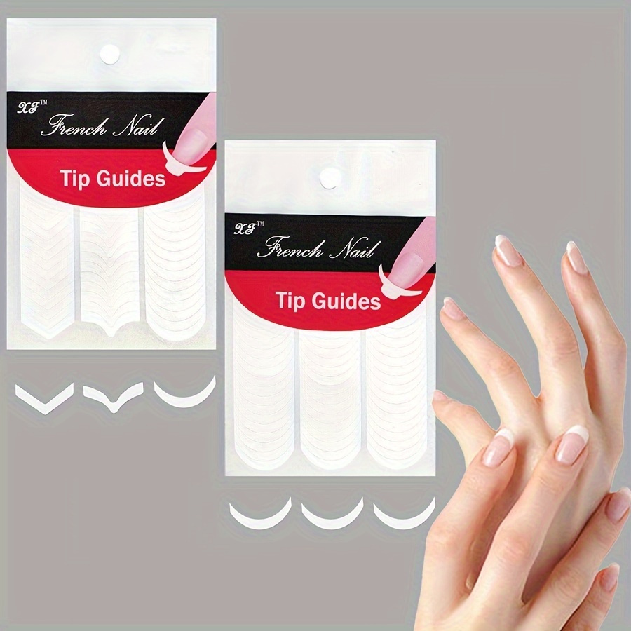 12PCS French Manicure Strip Nail Forms Fringe Tip Guides Sticker