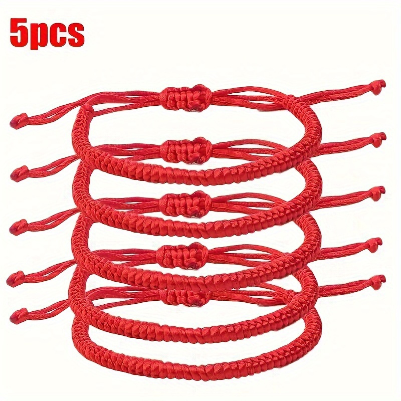 

Five/two Pieces Red Adjustable Bracelet Handmade Braided Rope Knot Bracelet Talisman Jewelry Lover Wristband, Ideal Gift