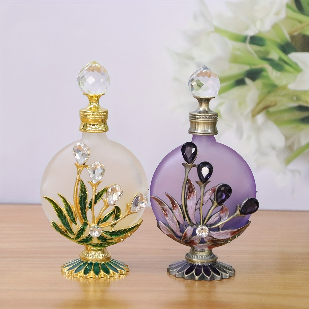 

Vintage-inspired 30ml Gemstone Glass Perfume Bottle - Colorful, Elegant Essential Oil Dispenser For Home Decor & Travel - Perfect Gift For Women And Girls