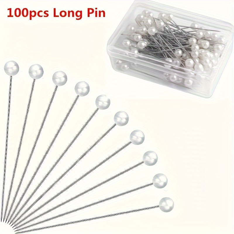 Corsage Boutonniere Pins Faux Pearl Head Pins Wedding Bouquet Pins White Straight Pins for Sewing Craft Wedding Decorations (200 Pieces with 2 Boxes)
