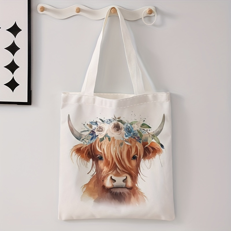 

Cartoon Cow Print Tote Bag, Large Capacity Shoulder Bag, Women's Casual Handbag & Shopping Bag